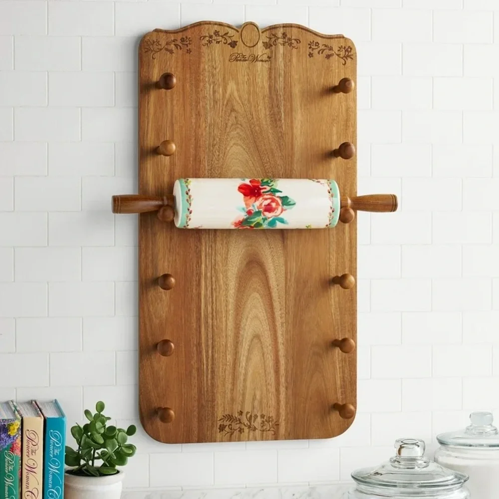 2024 🌺 New Pioneer Woman Rolling Pin & Wall-Mounted Rolling Pins Holder/Stand